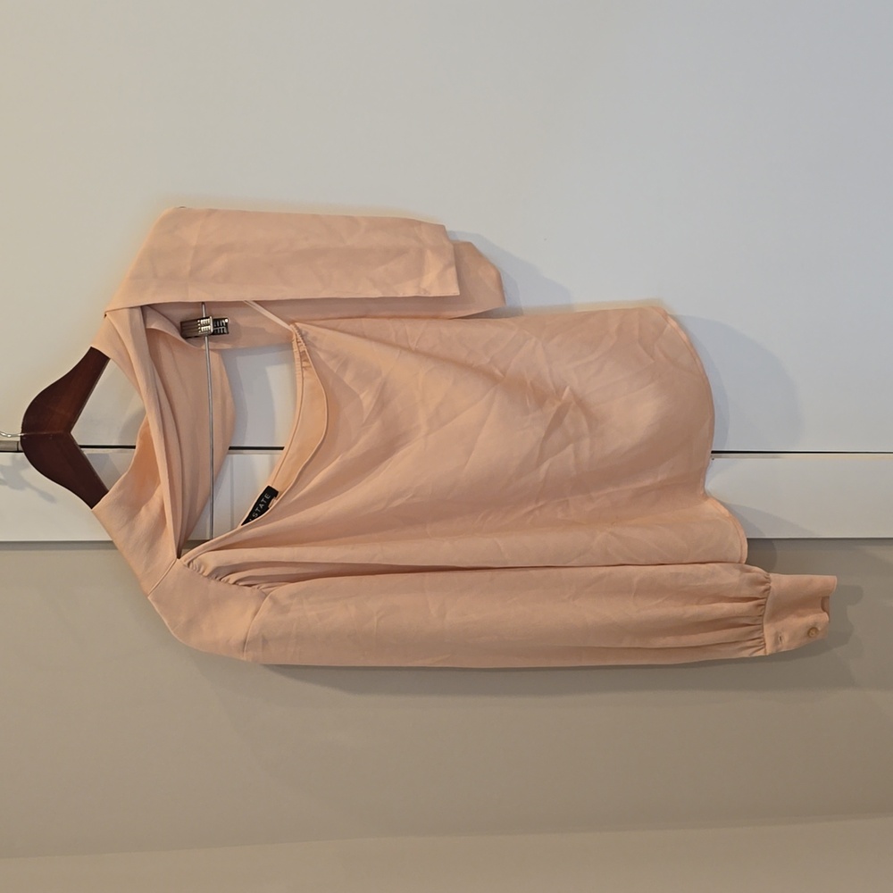 Light Pink One Shoulder Chic Silk Blouse